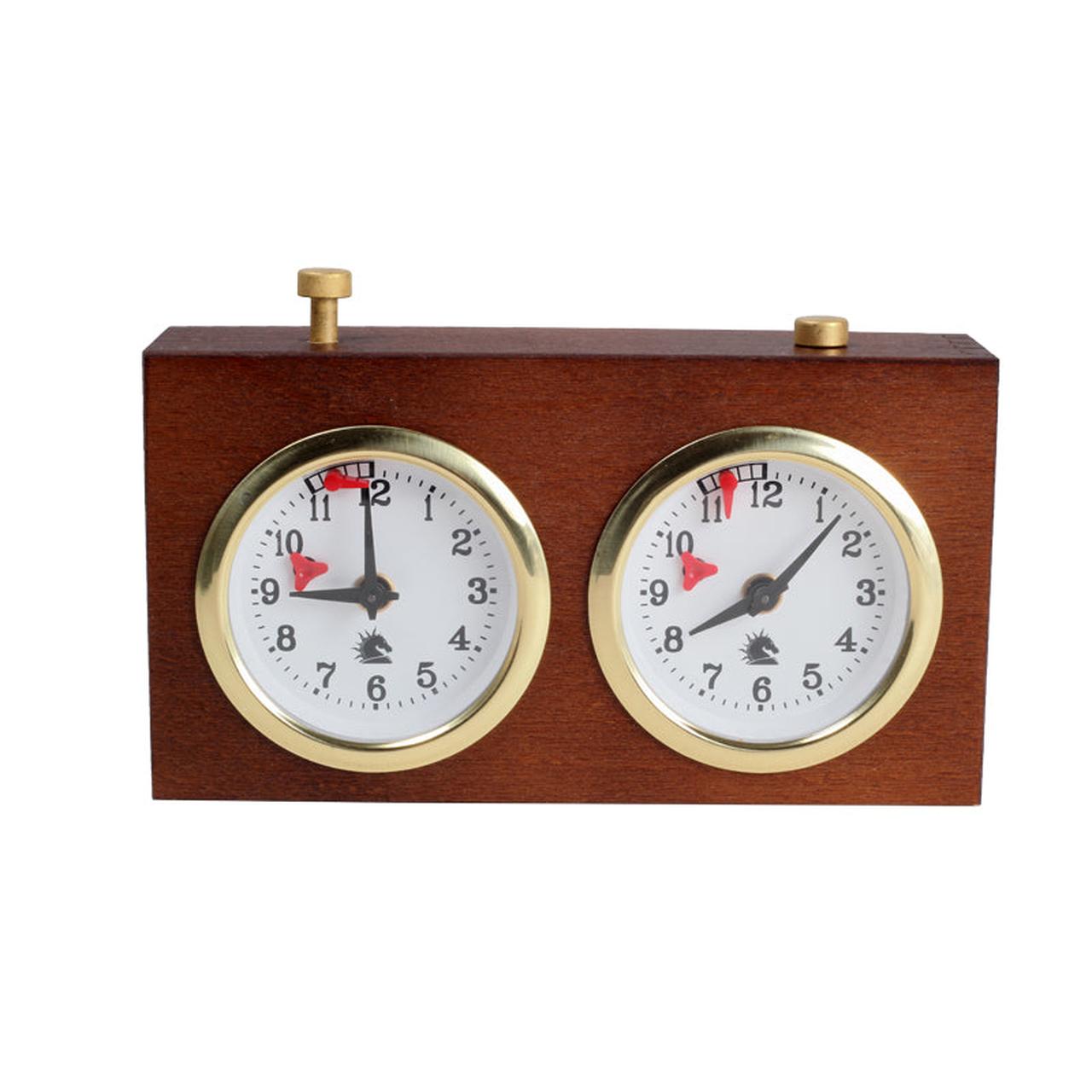Analog Chess Clock in Dark Wood