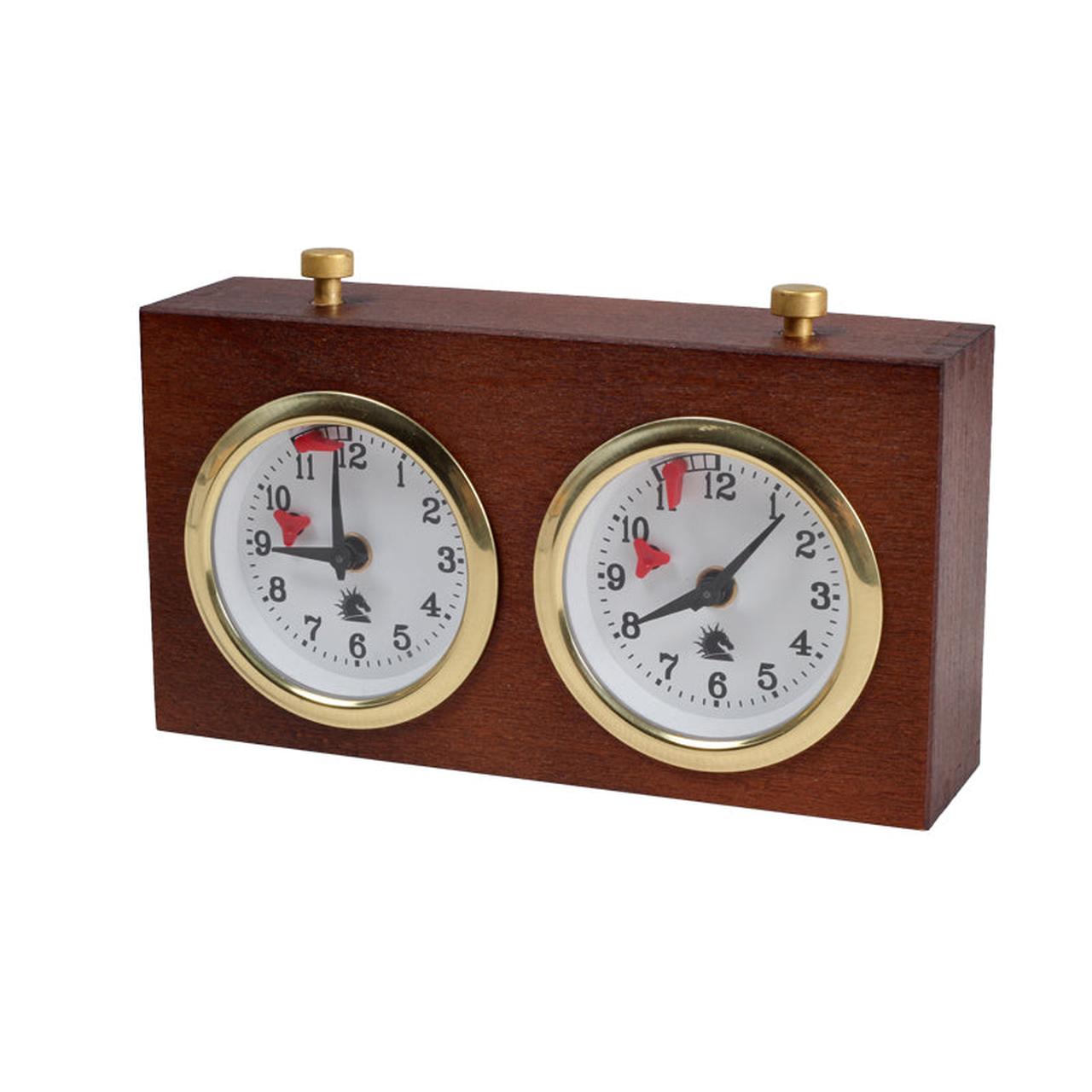 Analog Chess Clock in Dark Wood