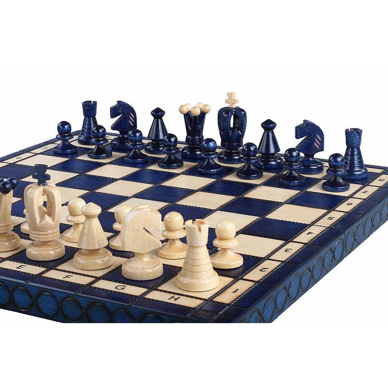 KING'S BLUE Shakkipeli | 38cm-Taitettava Perinteinen Shakkisetti-TiberianChess.fi