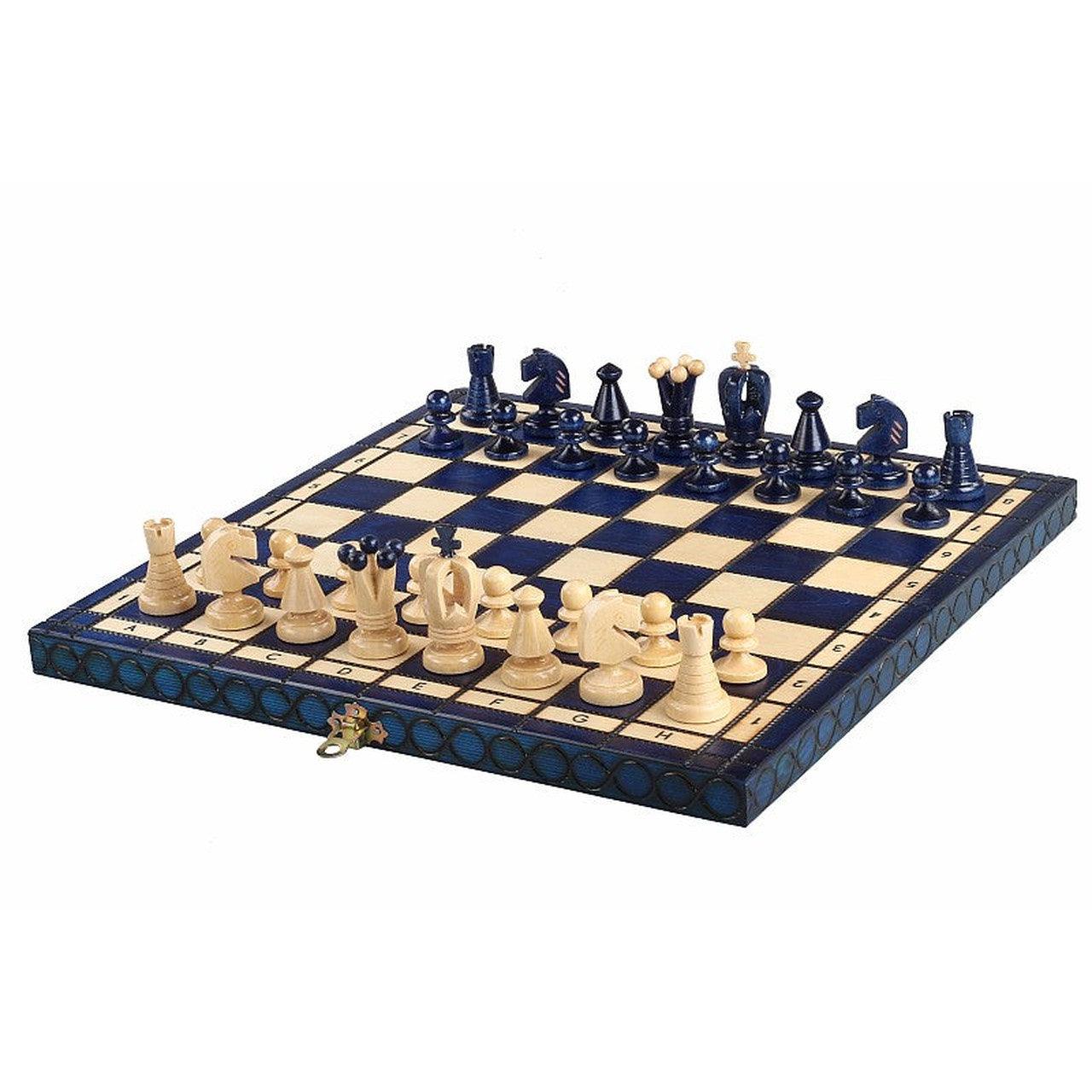 KING'S BLUE Shakkipeli | 38cm-Taitettava Perinteinen Shakkisetti-TiberianChess.fi